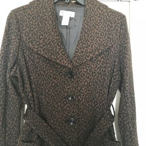 Maggie Sweet Black Brown Animal Print Jacket Sz L